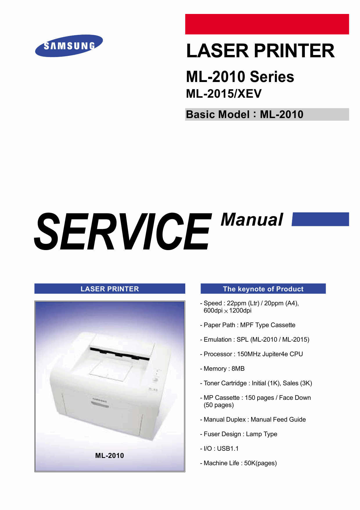 Samsung Laser-Printer ML-2010 2015 Parts and Service Manual-1